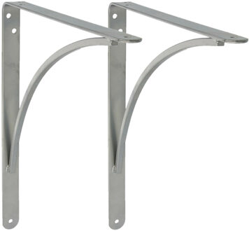 amig Plankdrager/planksteun van metaal - 2x - gelakt zilvergrijs - H200 x B150 mm - Tot 75 kg