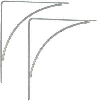 amig Plankdrager/planksteun van metaal - 2x - gelakt zilvergrijs - H250 x B200 mm - Tot 65 kg