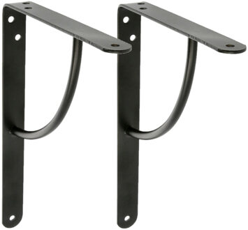 amig Plankdrager/planksteun van metaal - 2x - gelakt zwart - H150 x B125 mm - Tot 110 kg