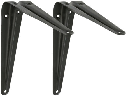 amig Plankdrager/planksteun van metaal - 2x - gelakt zwart - H225 x B200 mm