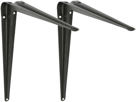 amig Plankdrager/planksteun van metaal - 2x - gelakt zwart - H400 x B350 mm