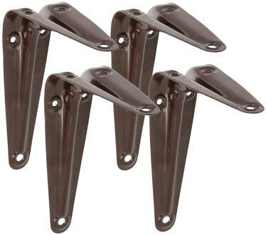 amig Plankdrager/planksteun van metaal - 4x - gelakt bruin - 100 x 125 mm
