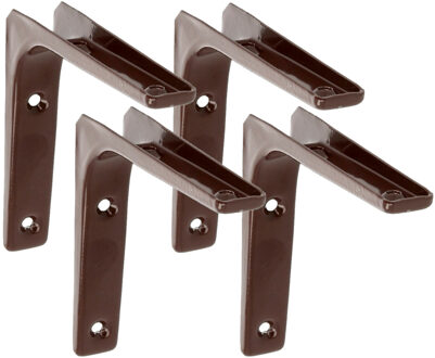 amig Plankdrager/planksteun van metaal - 4x - gelakt bruin - H125 x B125 mm