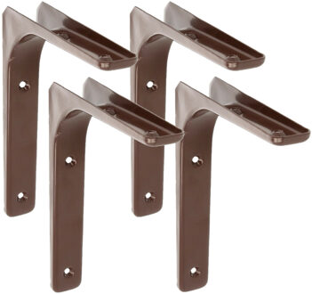 amig Plankdrager/planksteun van metaal - 4x - gelakt bruin - H150 x B125 mm