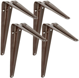 amig Plankdrager/planksteun van metaal - 4x - gelakt bruin - H225 x B200 mm
