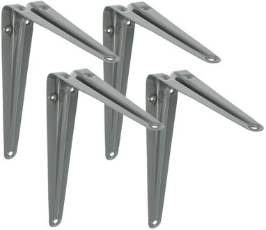 amig Plankdrager/planksteun van metaal - 4x - gelakt grijs - H250 x B200 mm