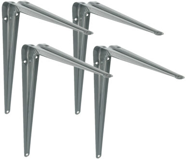 amig Plankdrager/planksteun van metaal - 4x - gelakt grijs - H350 x B300 mm