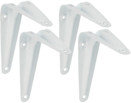 amig Plankdrager/planksteun van metaal - 4x - gelakt wit - 100 x 125 mm