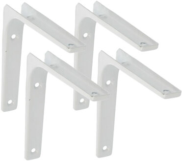 amig Plankdrager/planksteun van metaal - 4x - gelakt wit - H150 x B200 mm