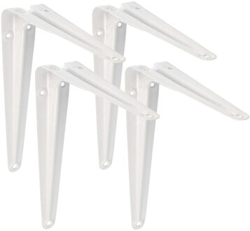 amig Plankdrager/planksteun van metaal - 4x - gelakt wit - H175 x B150 mm