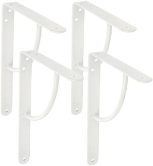 amig Plankdrager/planksteun van metaal - 4x - gelakt wit - H200 x B150 mm - Tot 105 kg