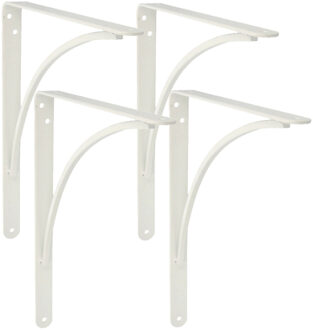 amig Plankdrager/planksteun van metaal - 4x - gelakt wit - H200 x B150 mm - Tot 75 kg