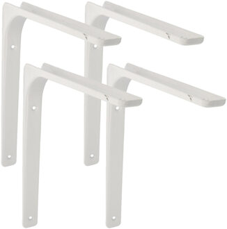 amig Plankdrager/planksteun van metaal - 4x - gelakt wit - H200 x B250 mm