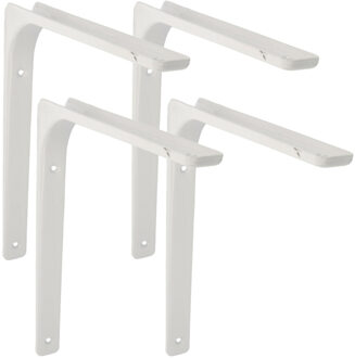 amig Plankdrager/planksteun van metaal - 4x - gelakt wit - H250 x B300 mm