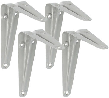 amig Plankdrager/planksteun van metaal - 4x - gelakt zilver - 150 x 125 mm