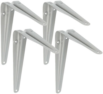 amig Plankdrager/planksteun van metaal - 4x - gelakt zilver - H250 x B200 mm