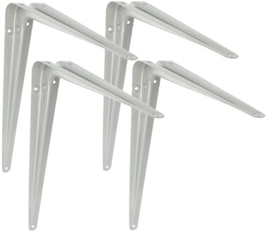 amig Plankdrager/planksteun van metaal - 4x - gelakt zilver - H450 x B400 mm