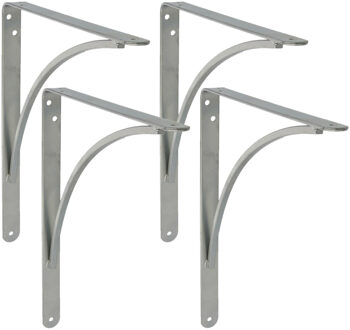 amig Plankdrager/planksteun van metaal - 4x - gelakt zilvergrijs - H200 x B150 mm - Tot 75 kg