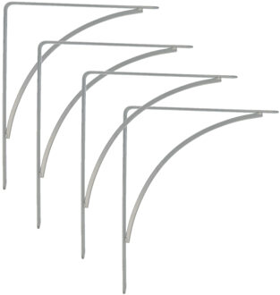 amig Plankdrager/planksteun van metaal - 4x - gelakt zilvergrijs - H250 x B200 mm - Tot 65 kg