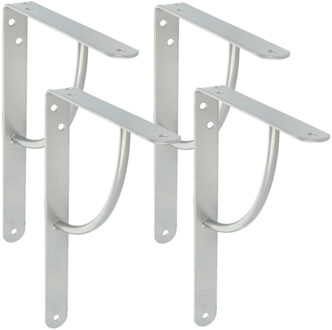 amig Plankdrager/planksteun van metaal - 4x - gelakt zilvergrijs - H250 x B200 mm - Tot 90 kg