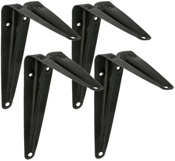 amig Plankdrager/planksteun van metaal - 4x - gelakt zwart - 150 x 125 mm