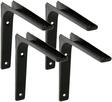 amig Plankdrager/planksteun van metaal - 4x - gelakt zwart - H125 x B125 mm