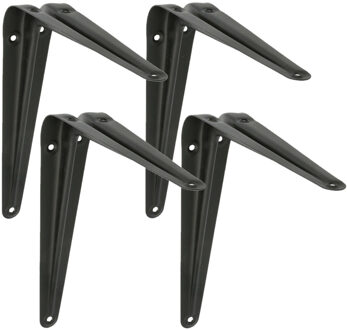 amig Plankdrager/planksteun van metaal - 4x - gelakt zwart - H175 x B150 mm