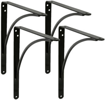 amig Plankdrager/planksteun van metaal - 4x - gelakt zwart - H250 x B200 mm - Tot 65 kg