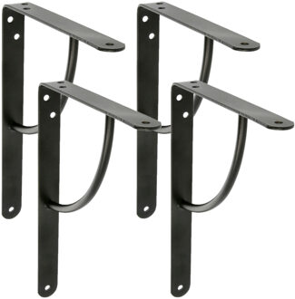amig Plankdrager/planksteun van metaal - 4x - gelakt zwart - H250 x B200 mm - Tot 90 kg