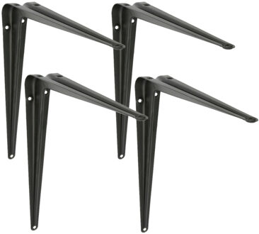 amig Plankdrager/planksteun van metaal - 4x - gelakt zwart - H300 x B250 mm