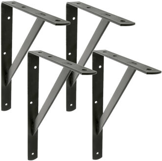 amig Plankdrager/planksteun van metaal - 4x - gelakt zwart - H500 x B325 mm - Tot 185 kg