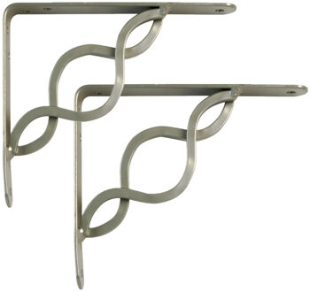 amig Plankdrager/steun/beugel Decoratief - 2x - metaal - zilver - H150 x B125 mm - Tot 195 kg