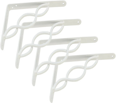amig Plankdrager/steun/beugel Decoratief - 4x - metaal - wit - H200 x B150 mm - Tot 180 kg
