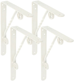 amig Plankdrager/steun/beugel Decoratief - 4x - metaal - wit - H250 x B200 mm - Tot 60 kg
