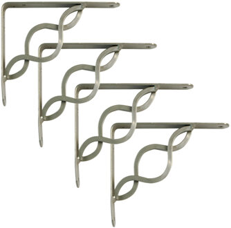 amig Plankdrager/steun/beugel Decoratief - 4x - metaal - zilver - H250 x B200 mm - Tot 145 kg
