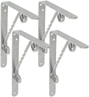 amig Plankdrager/steun/beugel Decoratief - 4x - metaal - zilvergrijs - H200 x B150 mm - Tot 110 kg