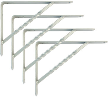 amig Plankdrager/steun/beugel Spiraal - 4x - metaal - zilver - H150 x B125 mm - Tot 300 kg