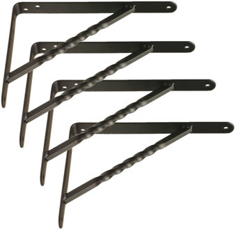 amig Plankdrager/steun/beugel Spiraal - 4x - metaal - zwart - H200 x B150 mm - Tot 225 kg