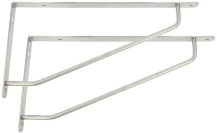 amig Plankdrager/steun/muurbeugel - 2x - rvs metaal - zilver - H150 x B290 mm - Tot 60 kg