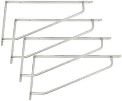 amig Plankdrager/steun/muurbeugel - 4x - rvs metaal - zilver - H120 x B240 mm - Tot 65 kg