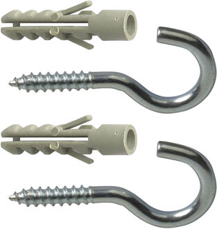 amig Schroefhaken met muurplug - 16x - verzinkt staal - 30 mm - zilver - DHZ ijzerwaren - A merk