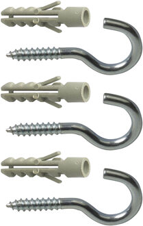 amig Schroefhaken met muurplug - 24x - verzinkt staal - 30 mm - zilver - DHZ ijzerwaren - A merk