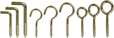 amig Schroefhaken Set - 135 delig - staal - goud - messing - DHZ ijzerwaren - A merk kwaliteit