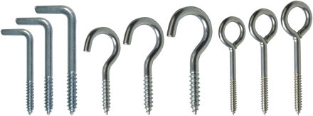 amig Schroefhaken Set - 169-delig - verzinkt staal - zilver - DHZ ijzerwaren - A merk kwaliteit
