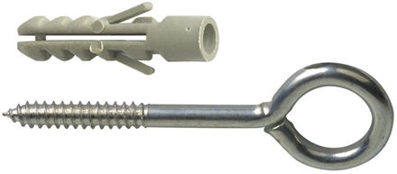 amig Schroefogen met muurplug - 15x - verzinkt staal - 46 mm - zilver - DHZ ijzerwaren - A merk