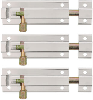 amig schuifslot - 3x - aluminium - 10 cm - zilver - deur - schutting - raam - Grendels Zilverkleurig