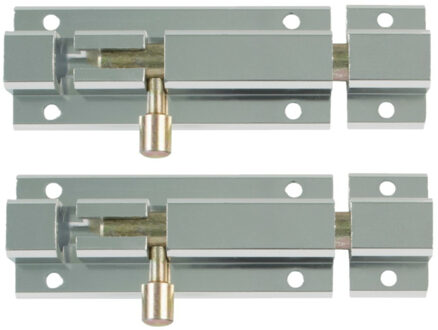 amig schuifslot/plaatgrendel - 2x - aluminium - 15cm - wit - incl schroeven - deur - raam