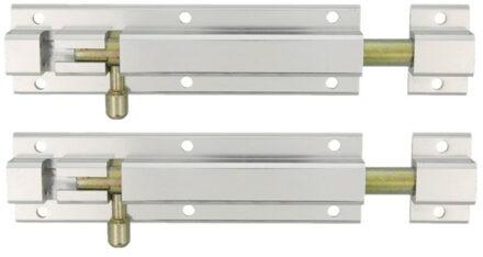 amig schuifslot/plaatgrendel - 2x - aluminium - 25cm - wit - incl schroeven - deur - raam