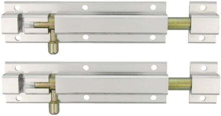 amig schuifslot/plaatgrendel - 2x - aluminium - 25cm - zilver - incl schroeven - deur - raam