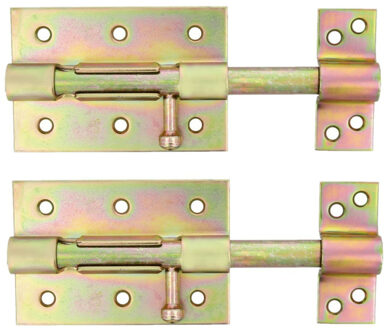 amig schuifslot/plaatgrendel - 2x - staal - 7cm - gegalvaniseerd - incl schroeven - deur - raam